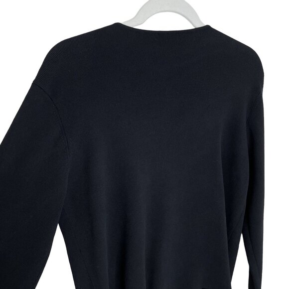 Eileen Fisher Black Ribbed Zip Front Cardigan, L - Picture 4 of 7